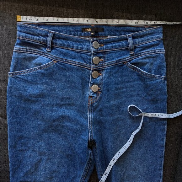 Maje High Waisted Exposed Button Fly Jeans - Size 40 FR / EU - Picture 8 of 12